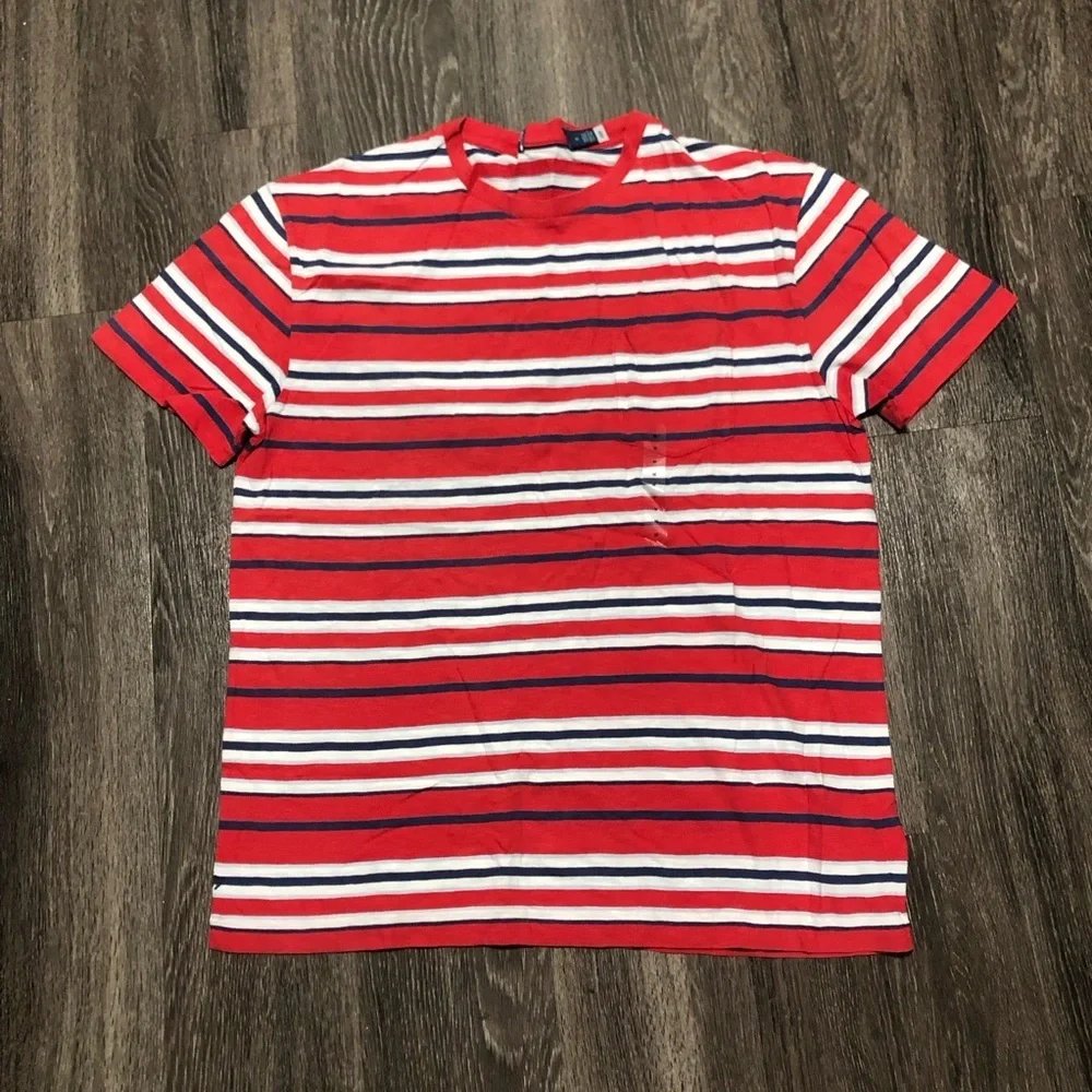 Polo Ralph Lauren Classic Fit Striped Slub Jersey Pocket T-Shirt -Red/Blue/White